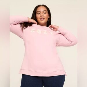 NWOT Lane Bryant Embroidered Cozy Season Pink Pullover Sweater XL